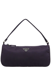 Purple nylon logo plate mini handbag
