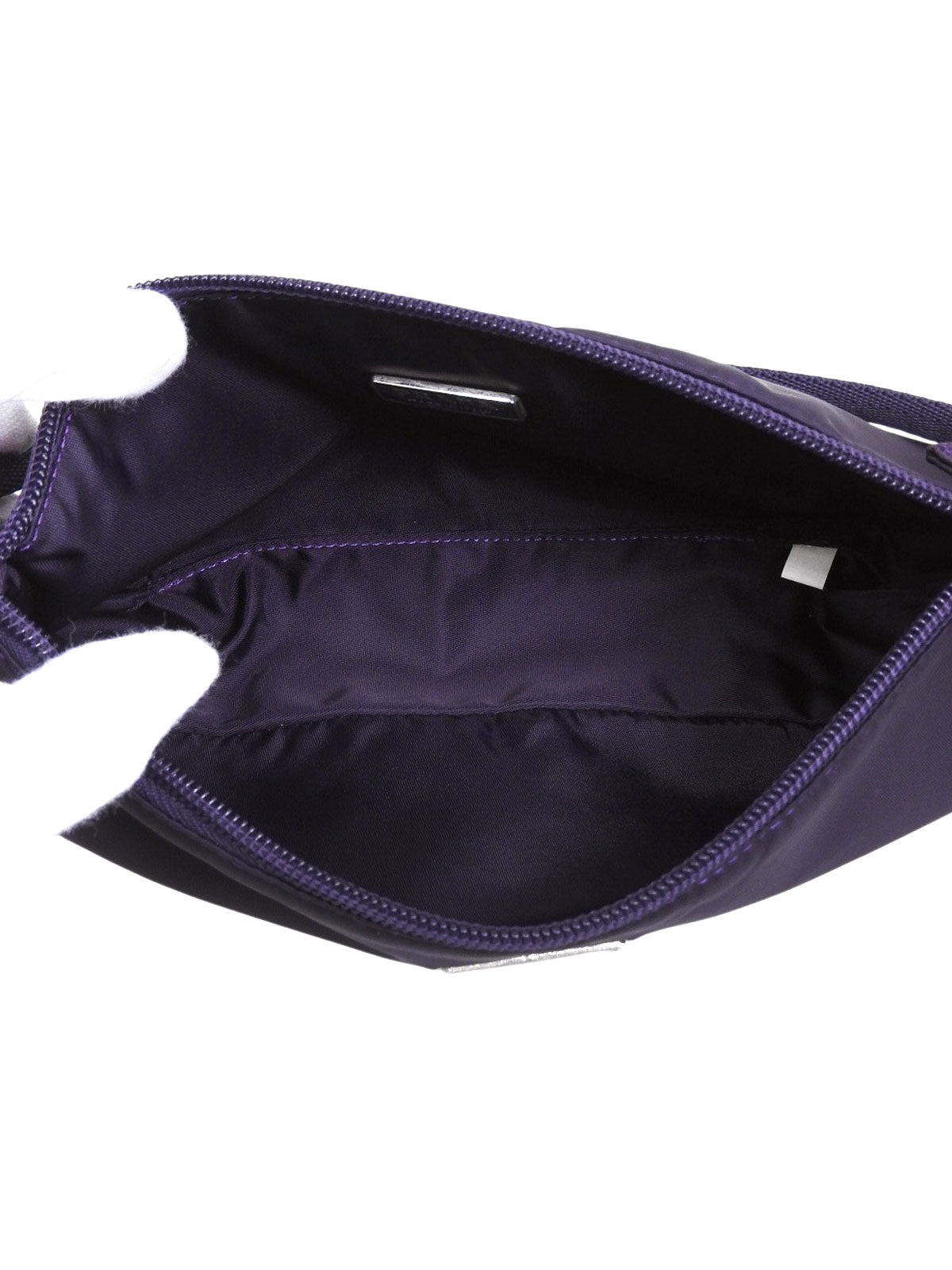 Purple nylon logo plate mini handbag