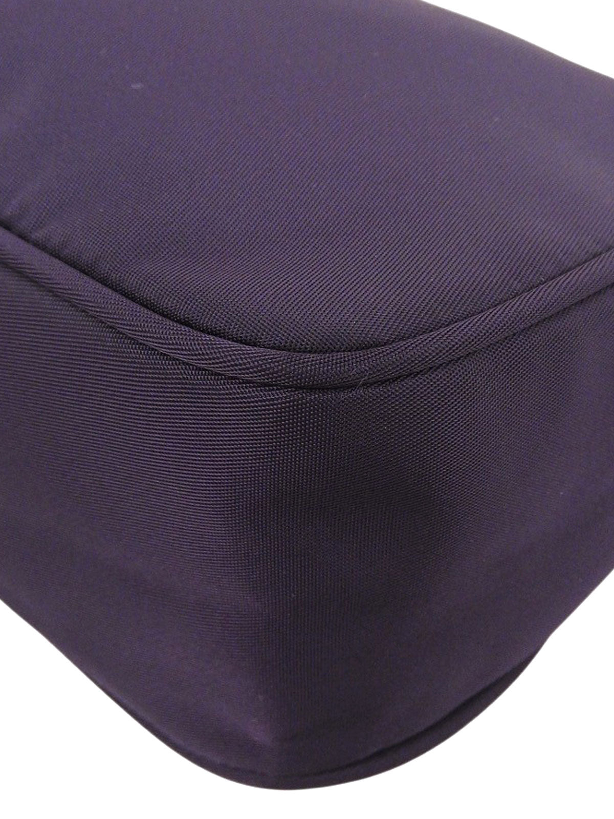 Purple nylon logo plate mini handbag