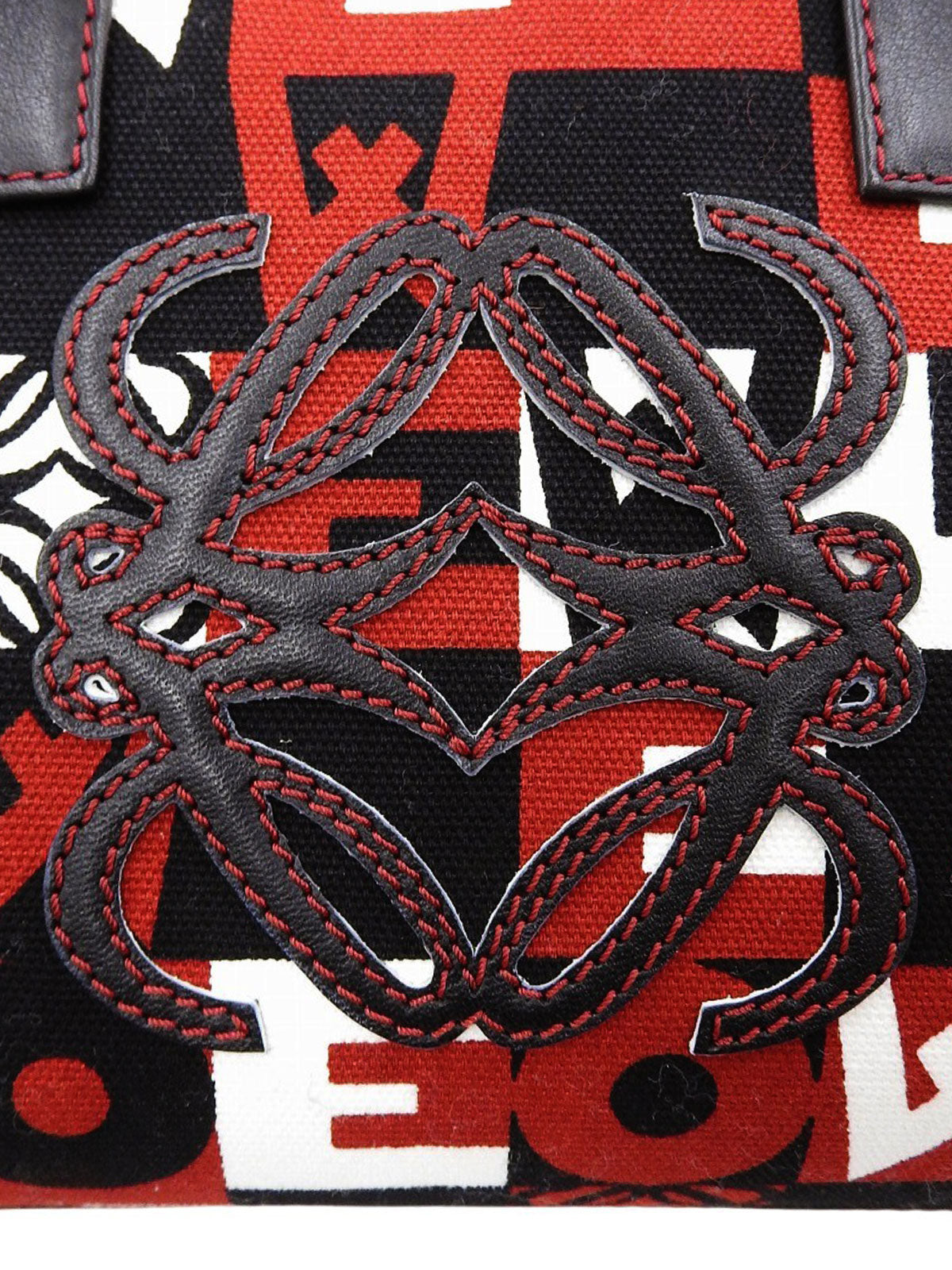 キャンバスアナグラムアマソナボストンバッグ ブラック/レッド/ホワイト