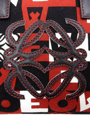 キャンバスアナグラムアマソナボストンバッグ ブラック/レッド/ホワイト