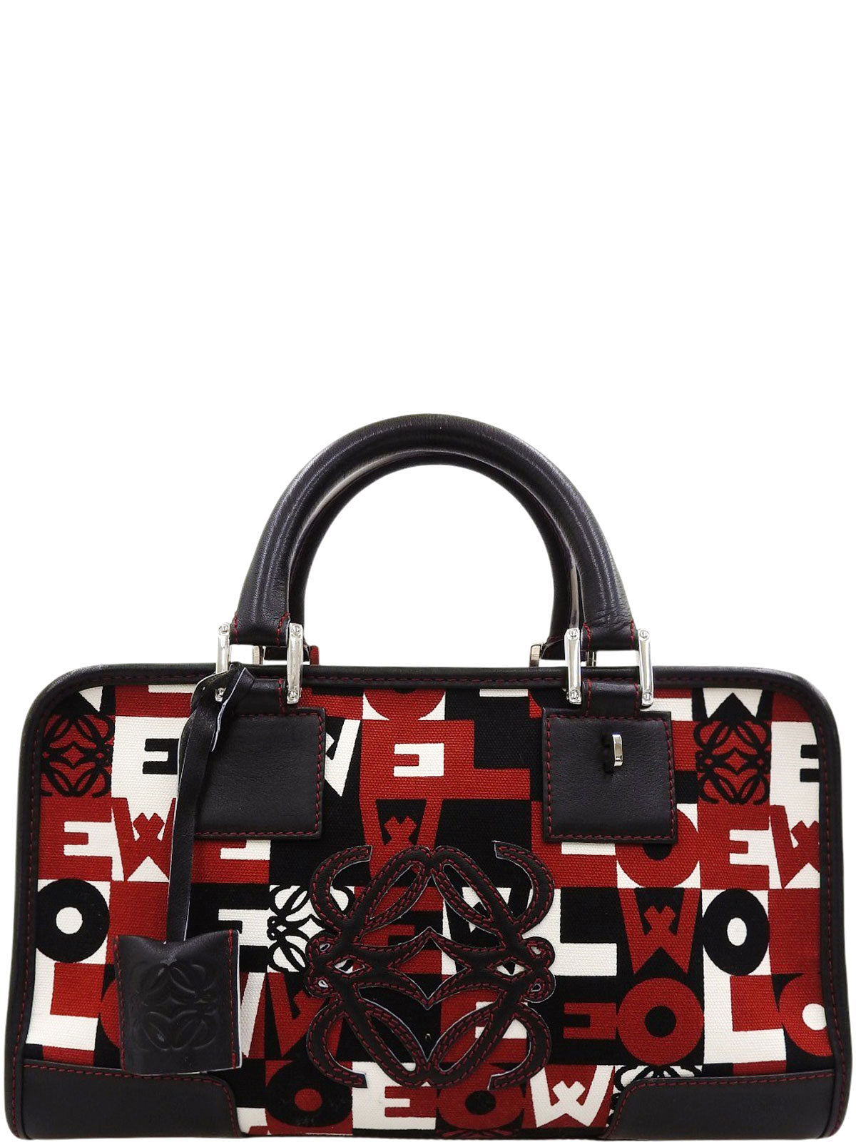 キャンバスアナグラムアマソナボストンバッグ ブラック/レッド/ホワイト