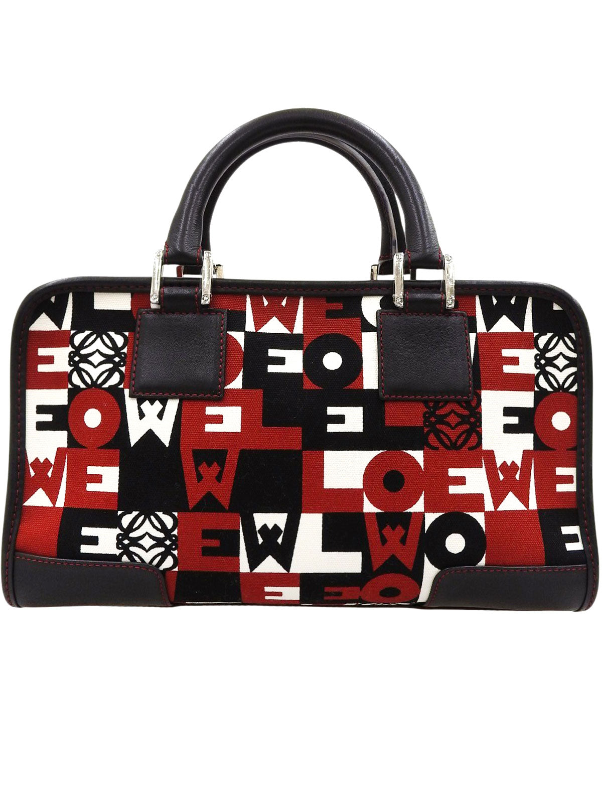 キャンバスアナグラムアマソナボストンバッグ ブラック/レッド/ホワイト