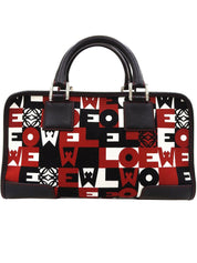 キャンバスアナグラムアマソナボストンバッグ ブラック/レッド/ホワイト