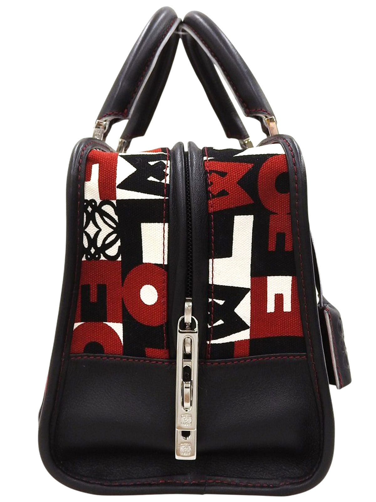 キャンバスアナグラムアマソナボストンバッグ ブラック/レッド/ホワイト