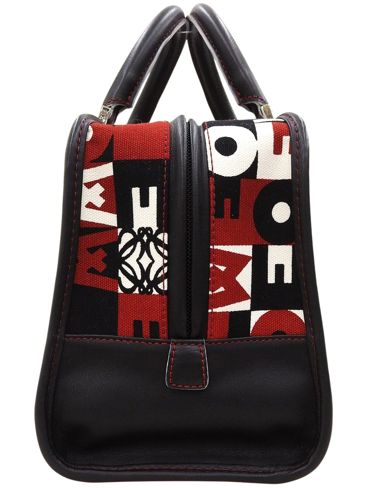 キャンバスアナグラムアマソナボストンバッグ ブラック/レッド/ホワイト