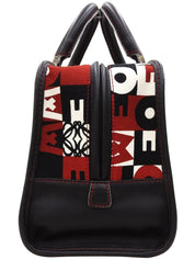 キャンバスアナグラムアマソナボストンバッグ ブラック/レッド/ホワイト