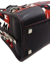 キャンバスアナグラムアマソナボストンバッグ ブラック/レッド/ホワイト