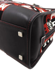 キャンバスアナグラムアマソナボストンバッグ ブラック/レッド/ホワイト