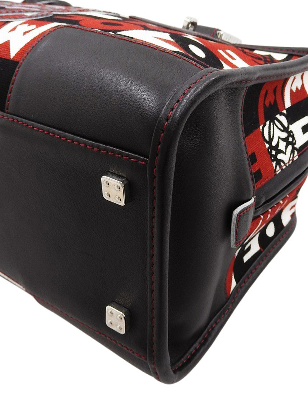 Canvas Anagram Amazona Boston Bag in Black/Red/White
