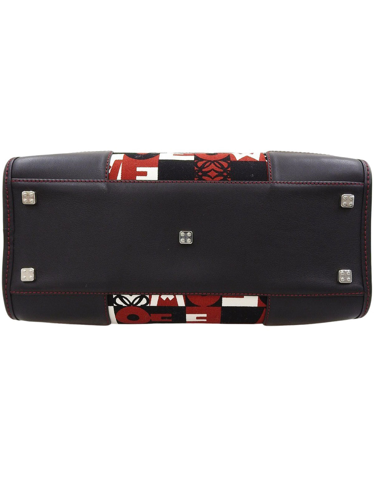 キャンバスアナグラムアマソナボストンバッグ ブラック/レッド/ホワイト