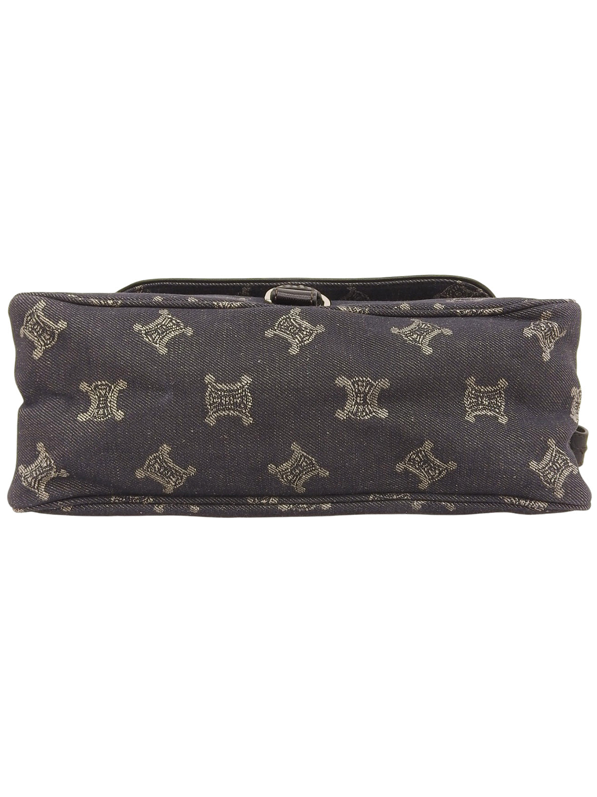 デニムレザーコンビマカダムパターンショルダーバッグ ブラック/ブラウン