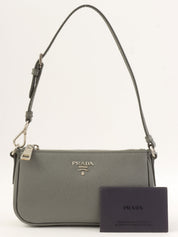 Saffiano Accessory Pouch Bag, Light Gray