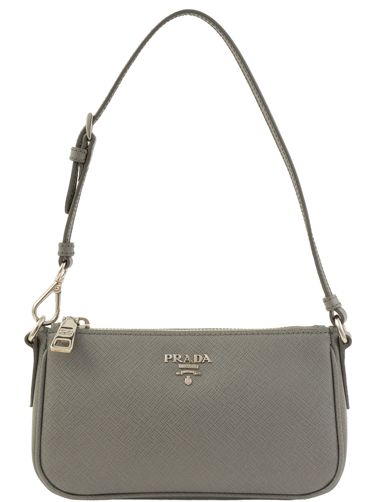 Saffiano Accessory Pouch Bag, Light Gray