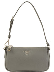 Saffiano Accessory Pouch Bag, Light Gray