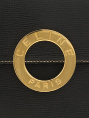 圆形Logo牌单肩包 黑色