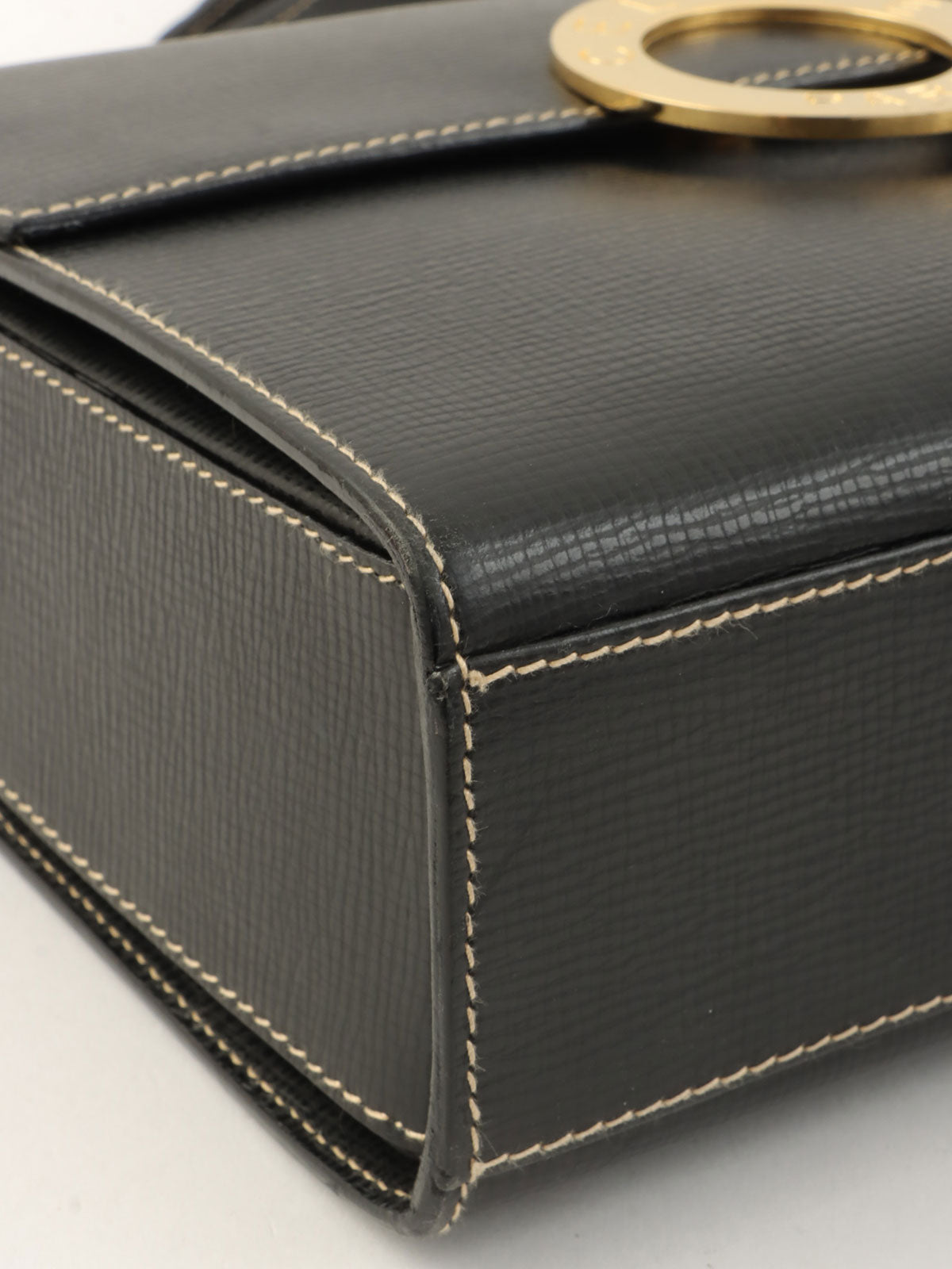 圆形Logo牌单肩包 黑色