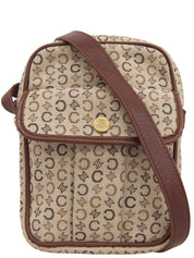 Cマカダムパターンショルダーバッグ ベージュ/ブラウン