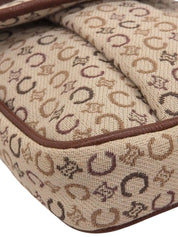 Cマカダムパターンショルダーバッグ ベージュ/ブラウン