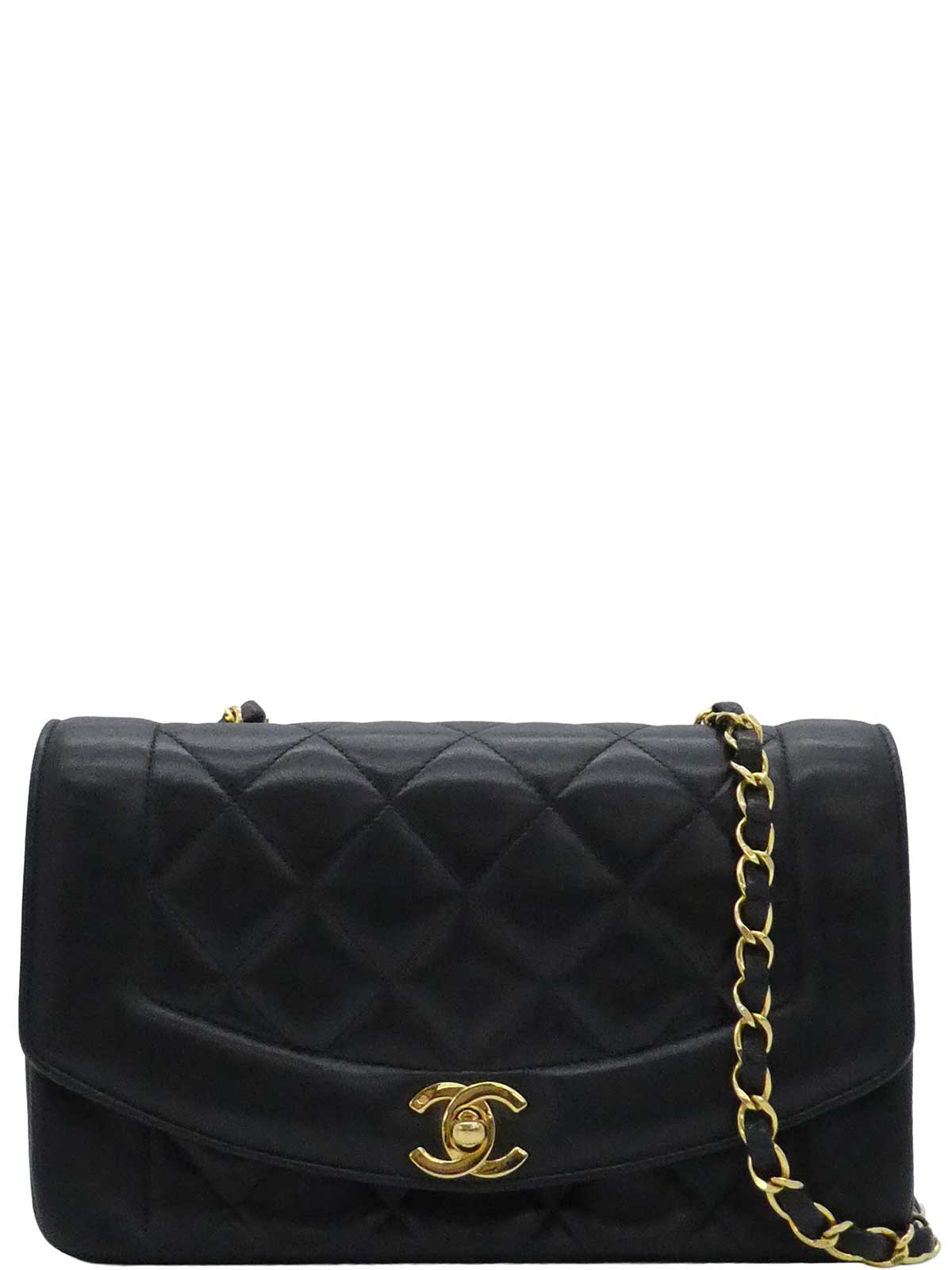 1992 Diana Flap Chain Bag 22cm Black