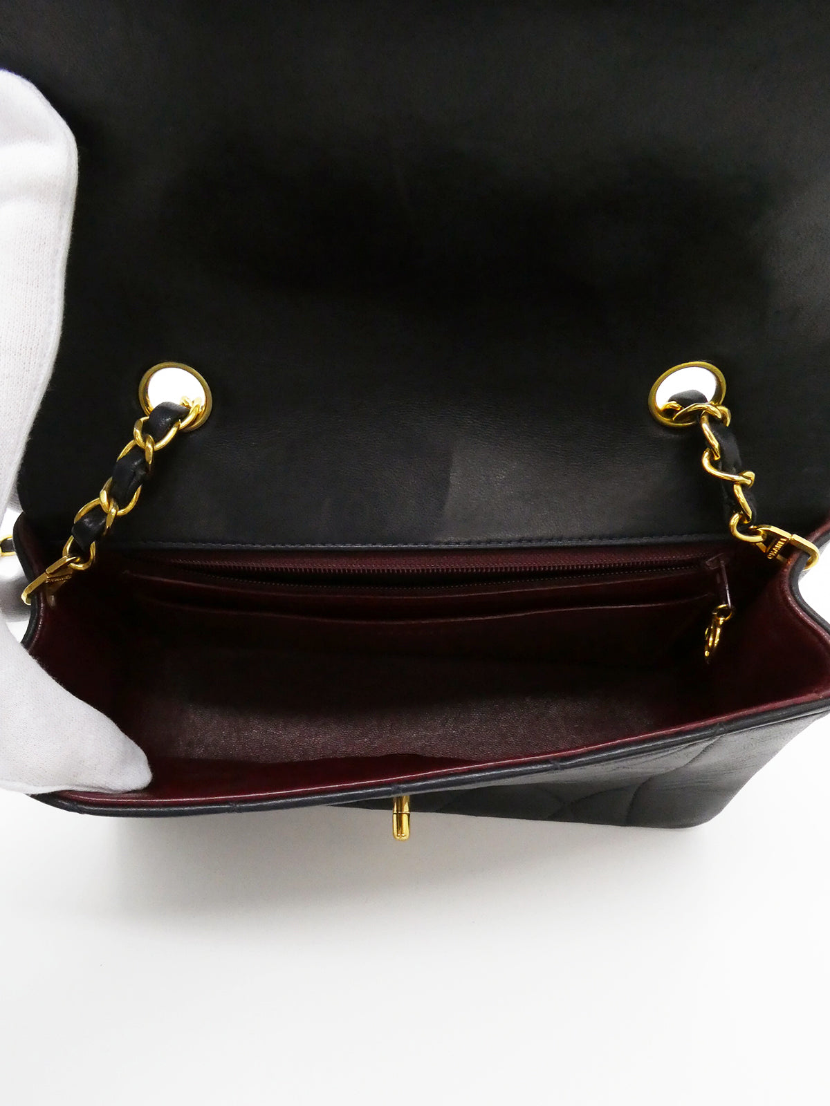 1992年頃製 ダイアナフラップチェーンバッグ22cm ネイビー