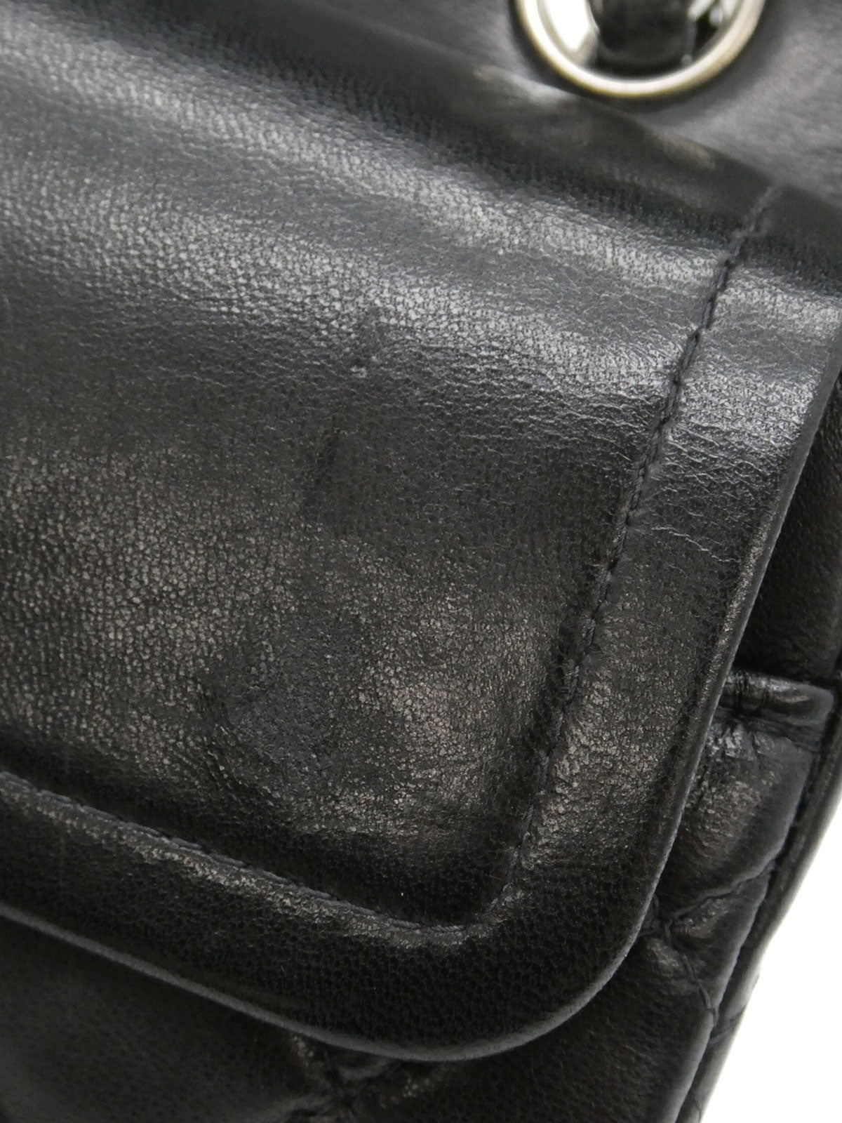 2000年頃製　ラムスキンクラシックフラップチェーンバッグ23cm　ブラック