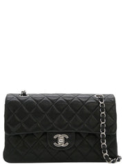 2000年頃製　ラムスキンクラシックフラップチェーンバッグ23cm　ブラック