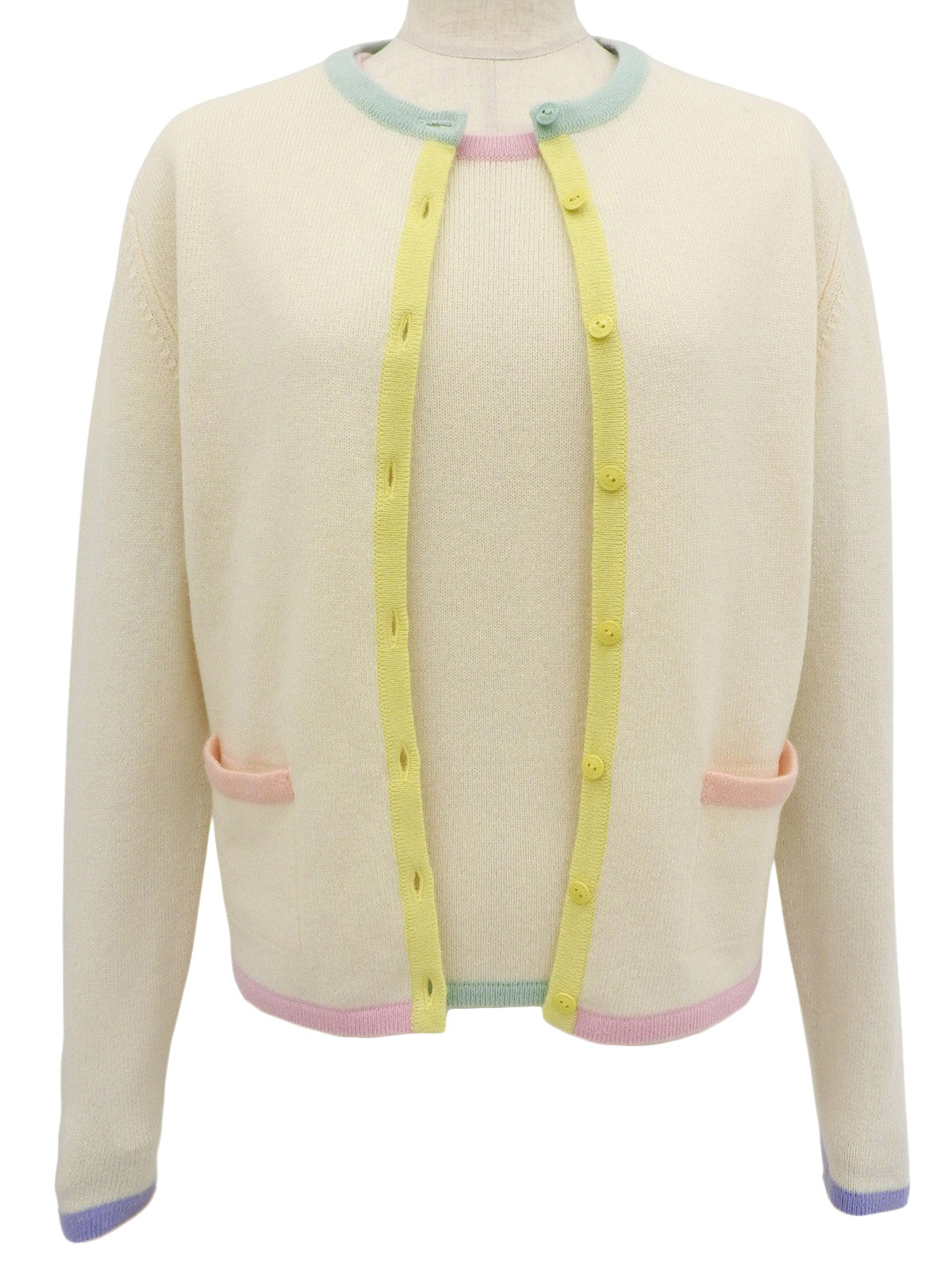 1998年製 カシミアロゴボタンニットアンサンブル アイボリー/マルチ