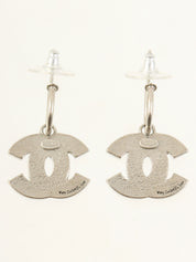 2003 CC Mark National Flag Swing Hoop Earrings, Silver/Multi