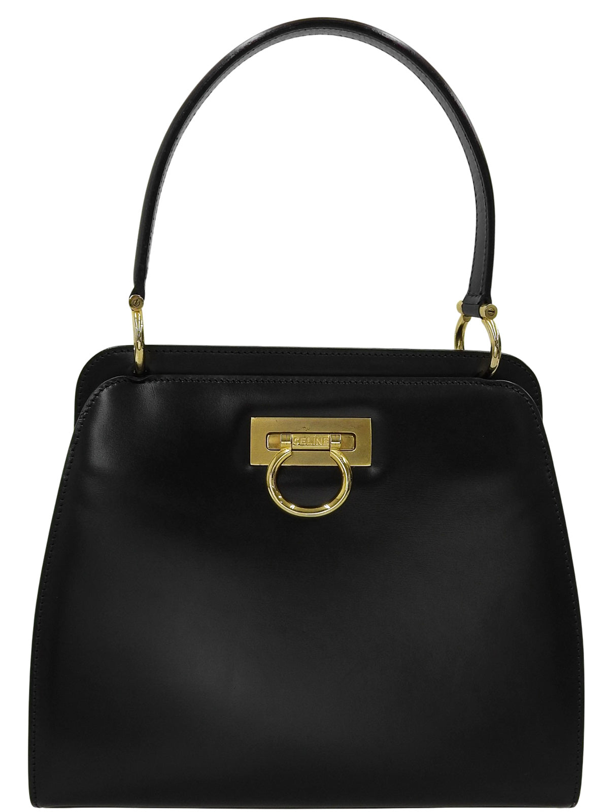 黑色双面logo铭牌手提包