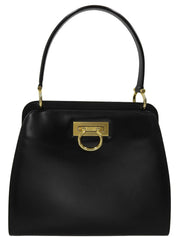 黑色双面logo铭牌手提包