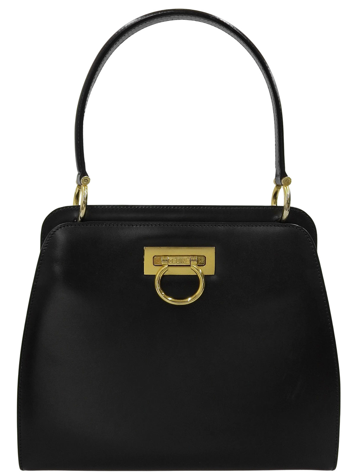 黑色双面logo铭牌手提包