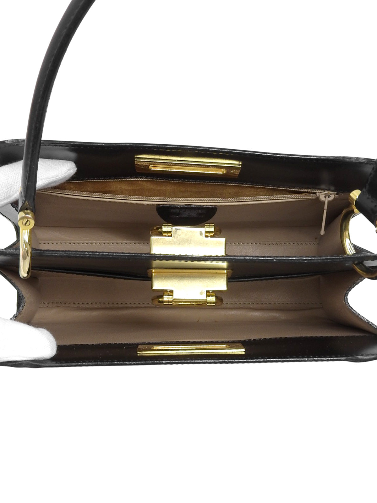 黑色双面logo铭牌手提包