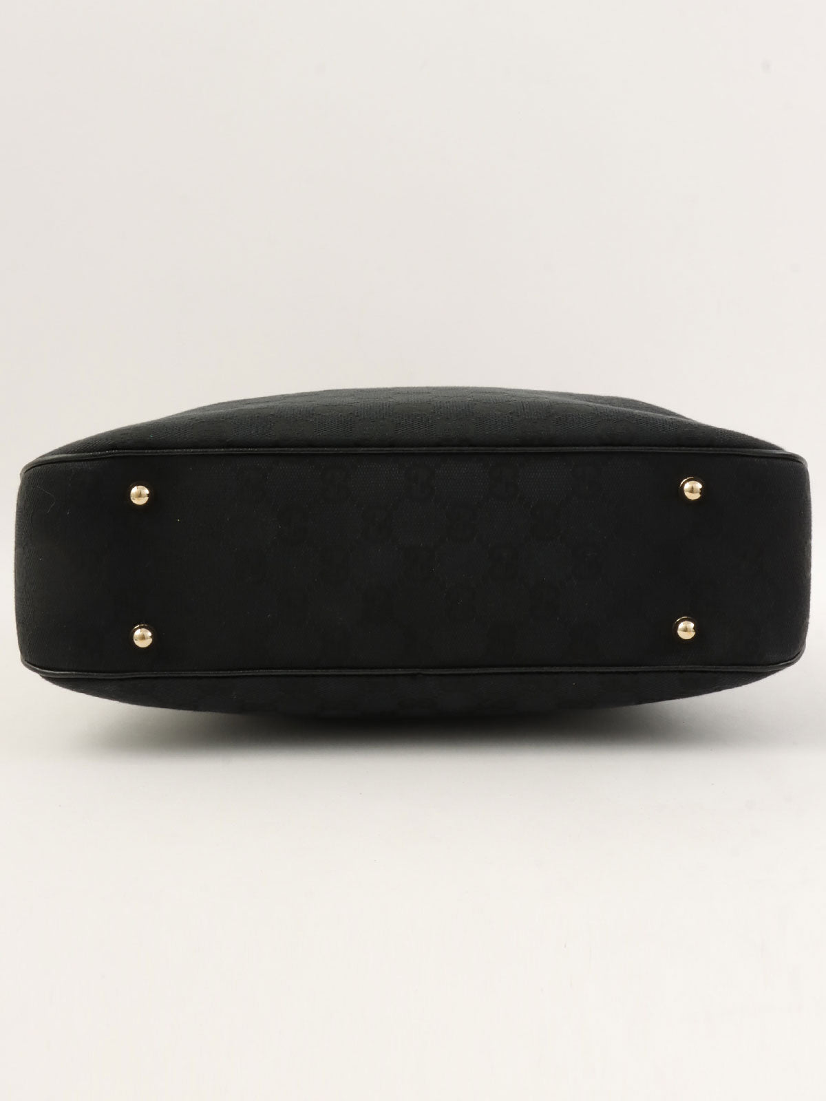 Canvas GG Pattern Studded Bamboo Shoulder Bag in Black