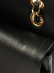 2004年鱼子酱纹经典翻盖链条包，23厘米，黑色