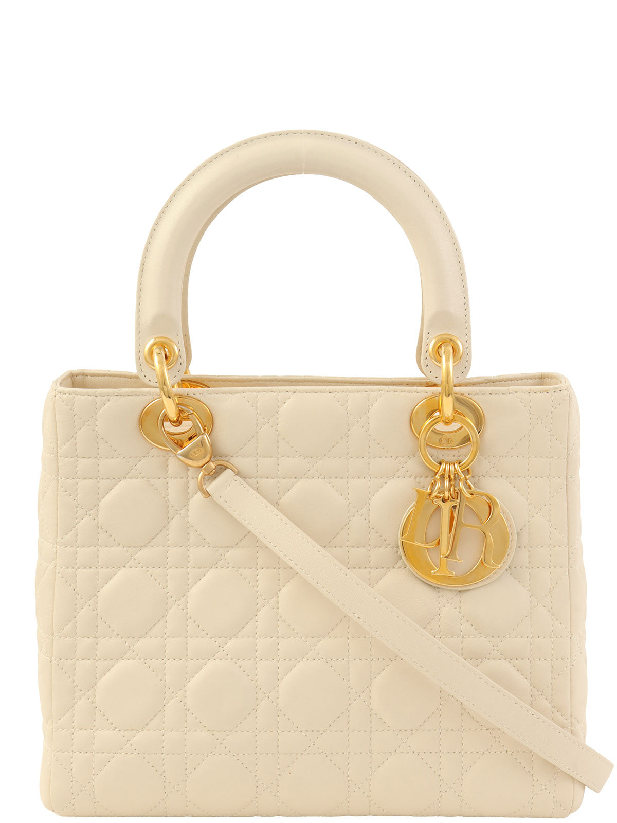 レディディオールカナージュステッチ2wayバッグM ホワイト