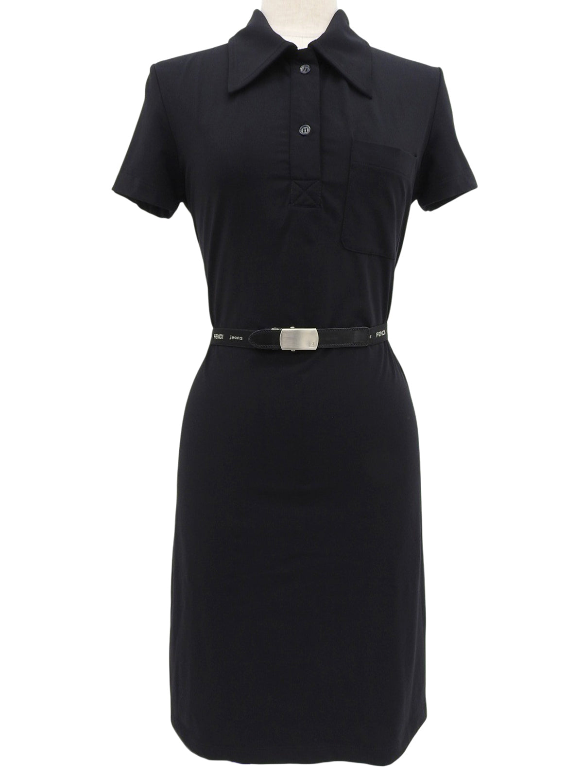 ロゴベルト半袖ワンピース ブラック