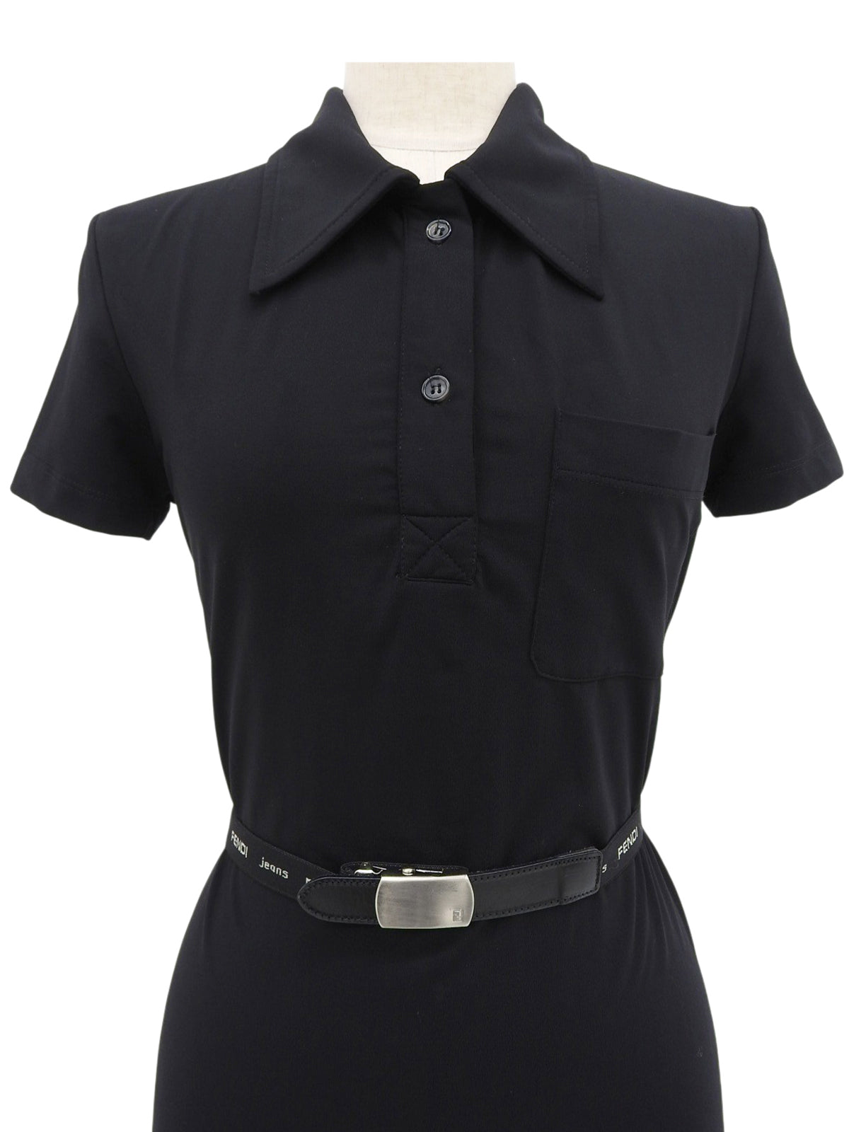 ロゴベルト半袖ワンピース ブラック