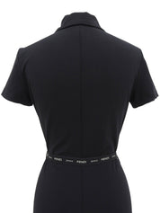 ロゴベルト半袖ワンピース ブラック