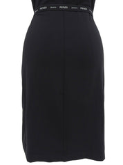 黑色Logo腰带短袖连衣裙