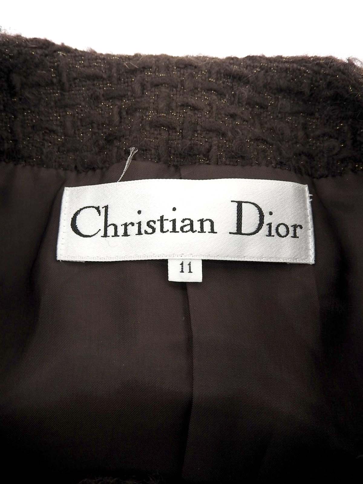 ツイードオーバルボタンセットアップ ブラウン