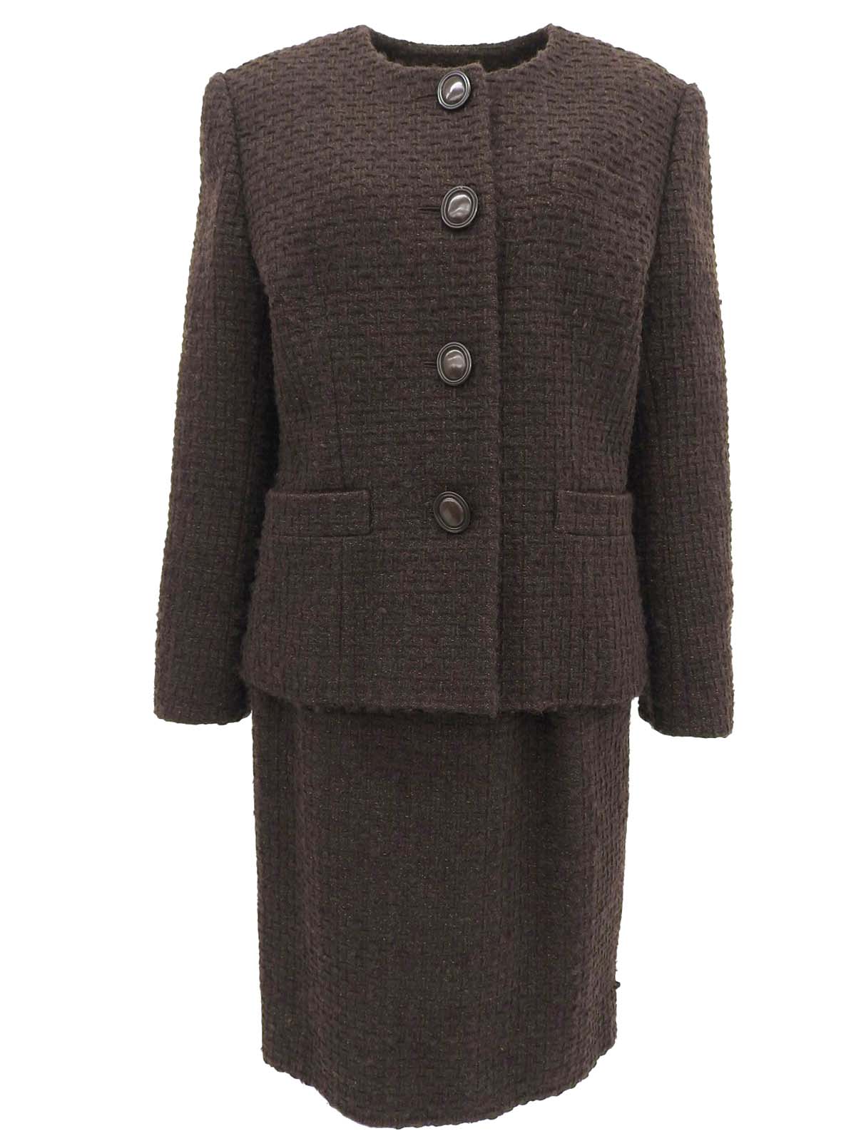 Tweed Oval Button Co-ord Sets Brown