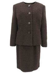Tweed Oval Button Co-ord Sets Brown