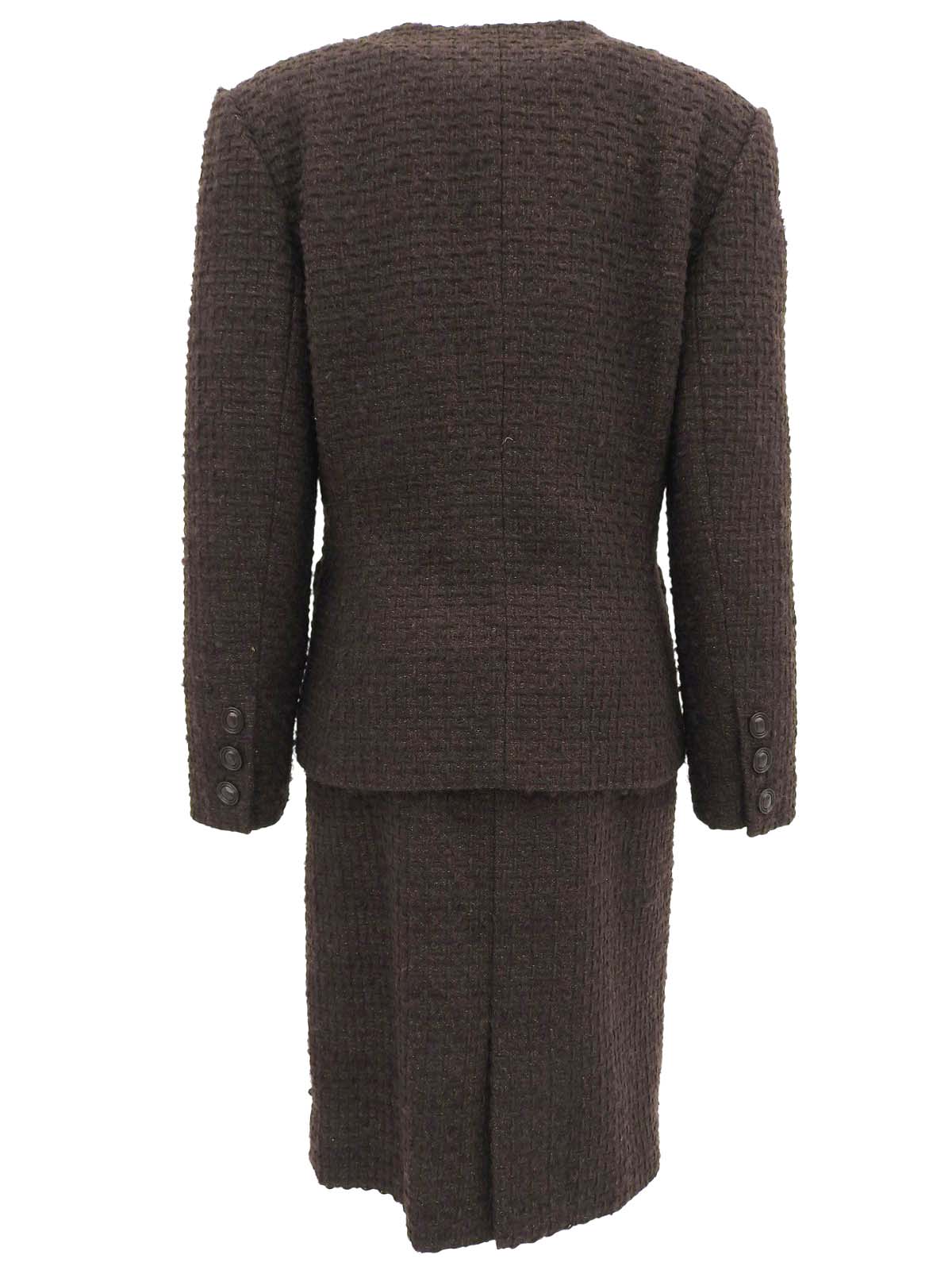 Tweed Oval Button Co-ord Sets Brown