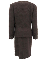 Tweed Oval Button Co-ord Sets Brown