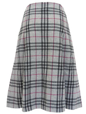 ノバチェックパターンロゴボタンスカート ライトグレー/マルチ