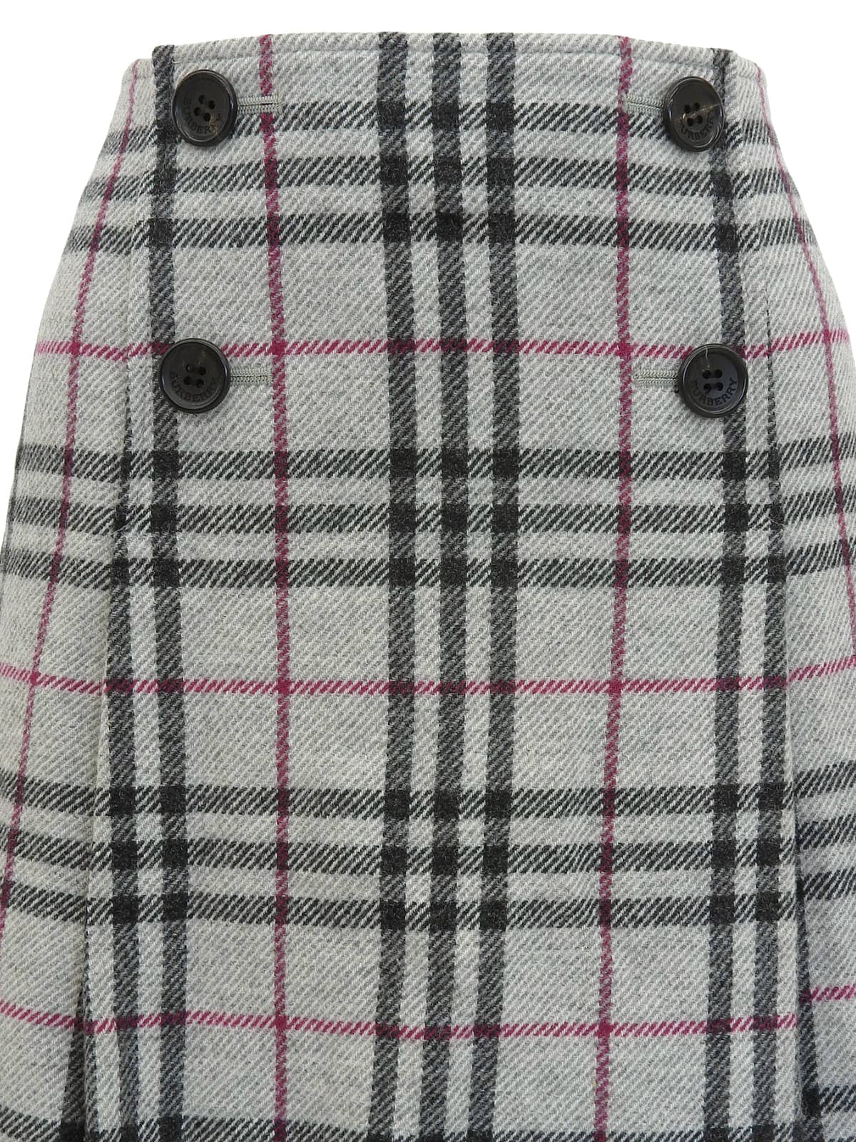 Nova 格纹图案 Logo 纽扣半身裙，浅灰色/多色