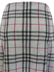 Nova 格纹图案 Logo 纽扣半身裙，浅灰色/多色