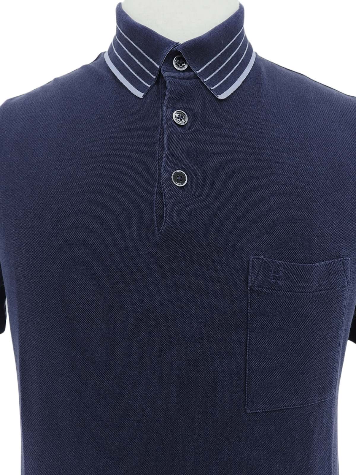 Navy logo embroidered polo shirt