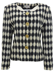 Argyle Pattern Jacket Black/White